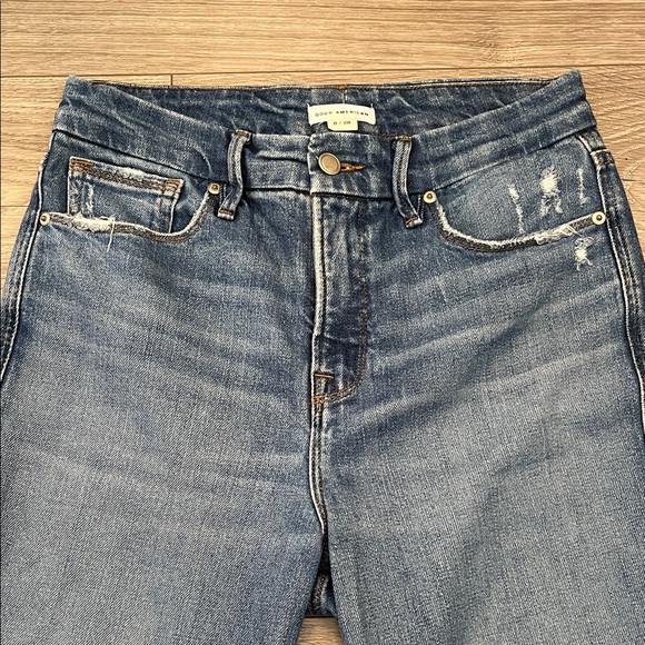 Good American Women's “Good Curve Straight Leg” Blue Jeans - Picture 2 of 7